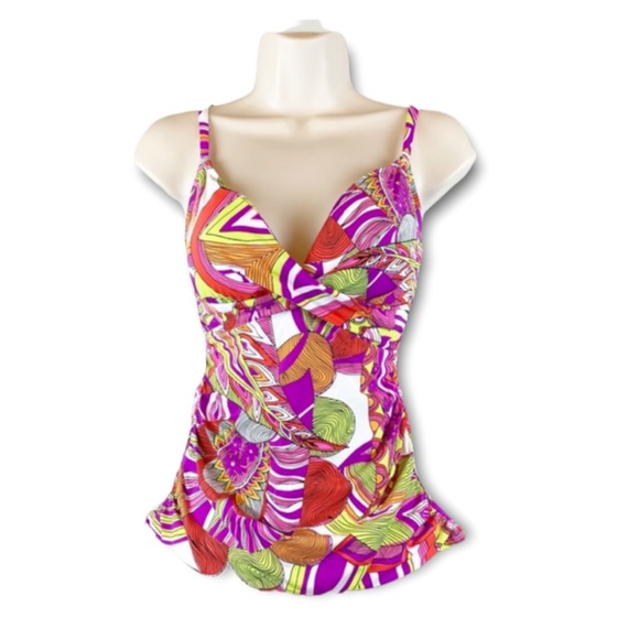 LAUREN Ralph Lauren Side Ruched Tankini Top - Picture 1 of 6